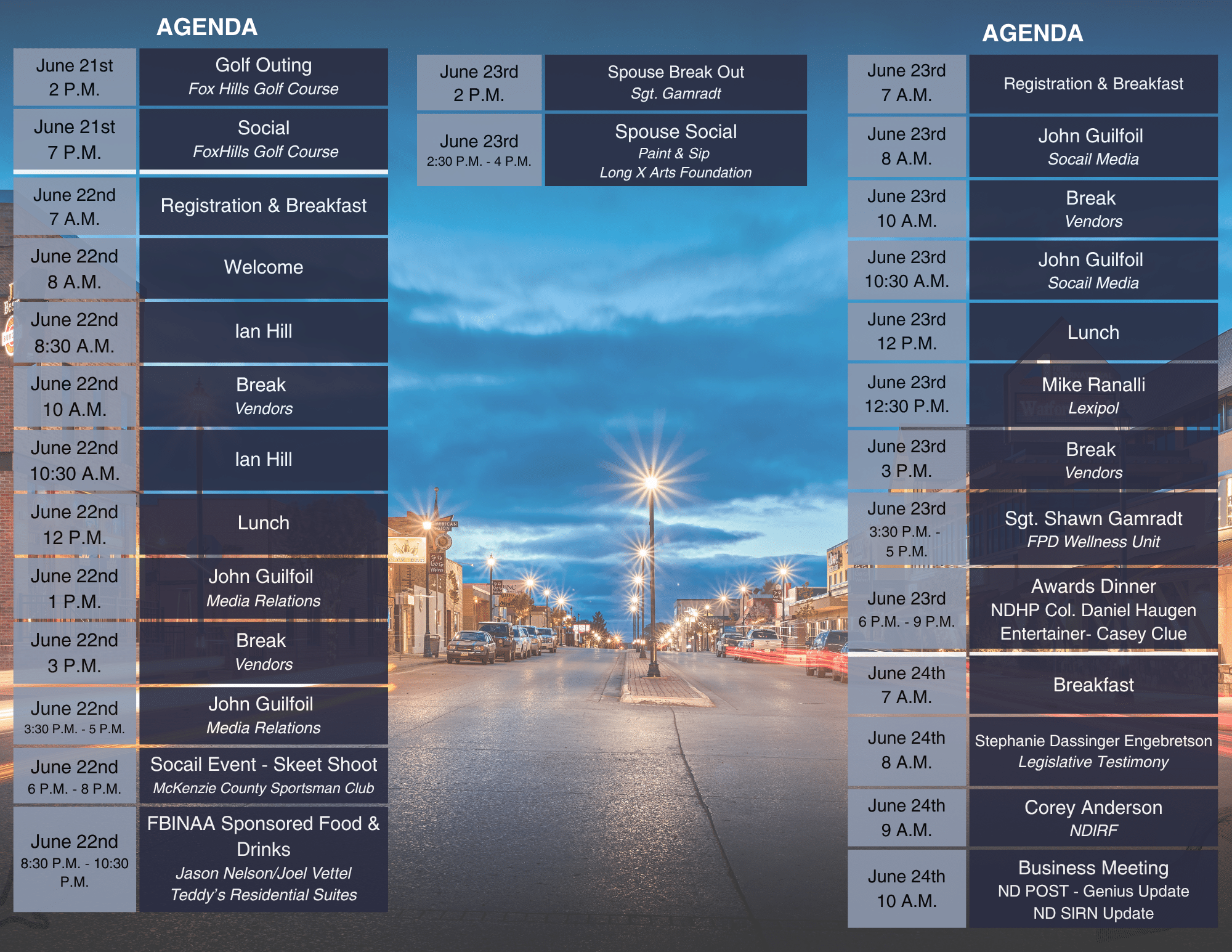 North Dakota Chiefs Conference Agenda